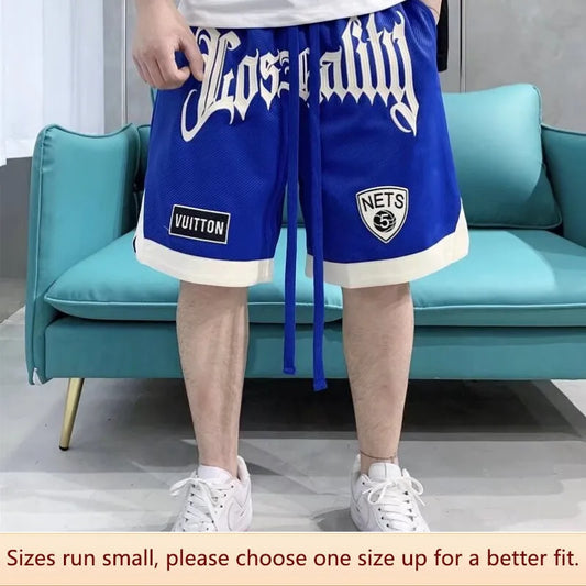 American Basketball Shorts Men Summer Thin Training Sports Five-point Pants Street Hip Hop Trend Embroidered Loose Pants