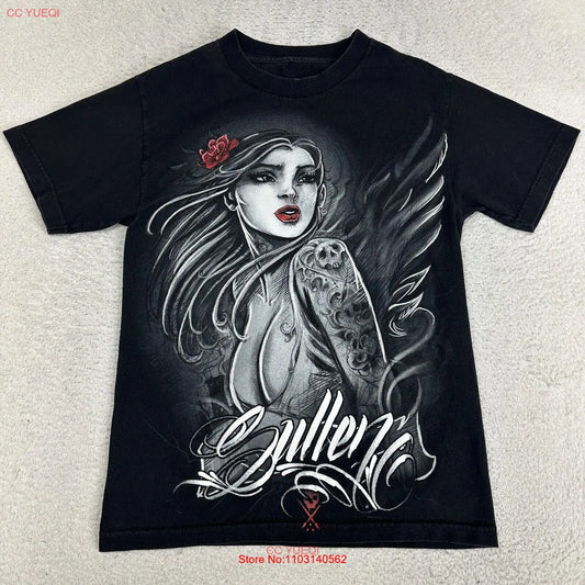 Sullen T-shirt Size Small Girl With Flower On Head Wings Tattoos