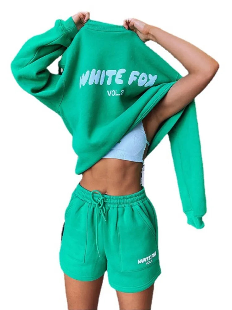 Women's 2 piece Fashion Street Trend Hoodie and Shorts