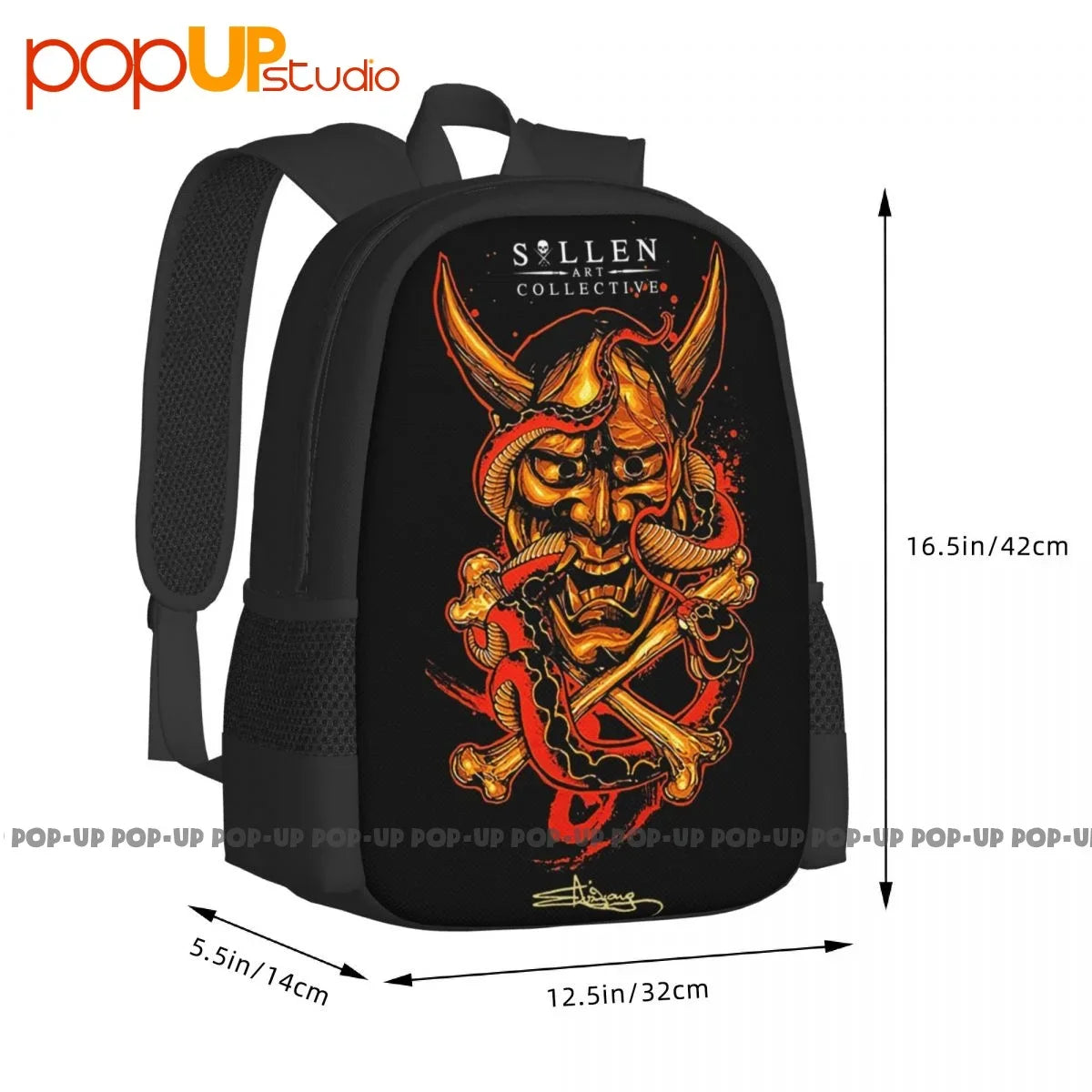 Sullen Henya Apparel Tattooed Skull Backpack Large Capacity Gym Swimming 3d Printing Riding Backpack