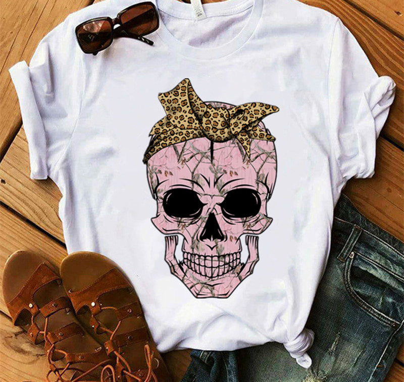 Ladies Fashion Skull Top T-shirt Hip Hop Retro Clothing Print Funny