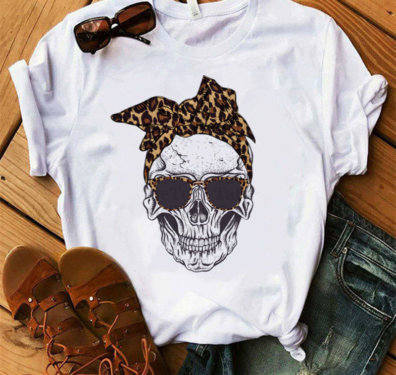 Ladies Fashion Skull Top T-shirt Hip Hop Retro Clothing Print Funny