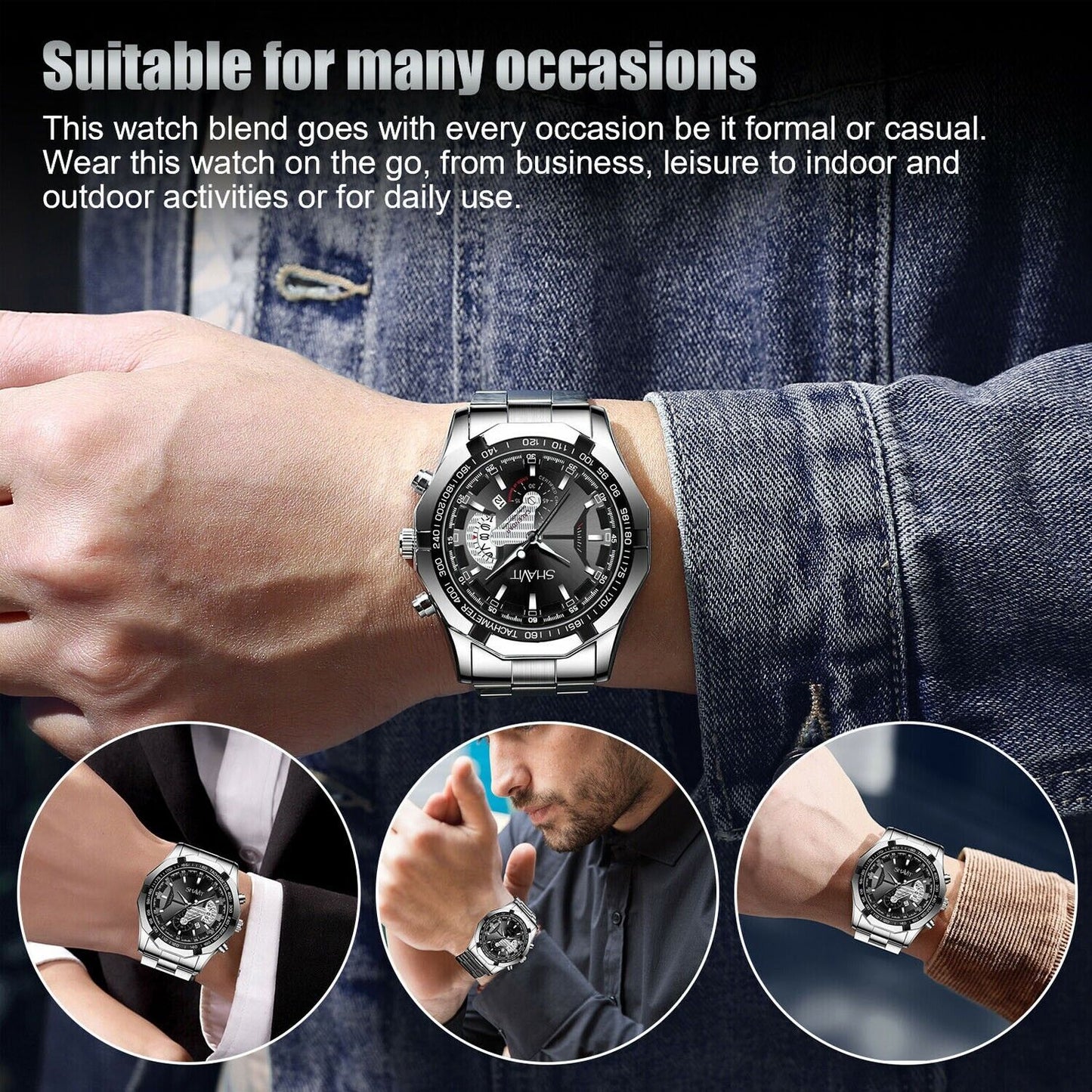 Men's Watch Relojes De Hombre Stainless Steel Quartz Luminous Classic Watches - Street Beats Clothing