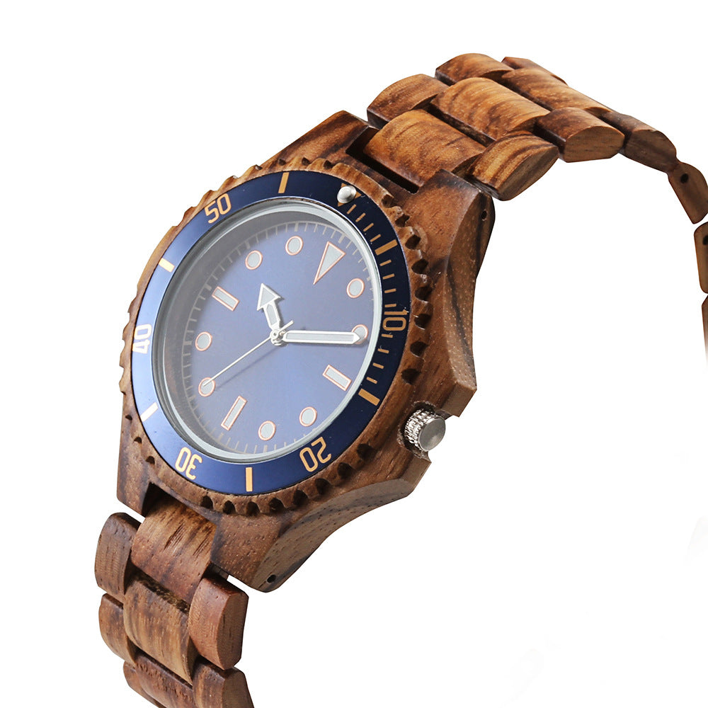 Mens Solid Wood Set Business Quartz Watch - Street Beats Clothing