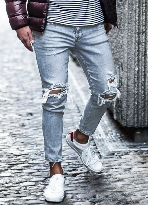 New Ripped Skinny Jeans mens Streetwear - Street Beats Clothing