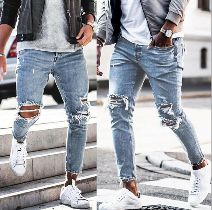 New Ripped Skinny Jeans mens Streetwear - Street Beats Clothing