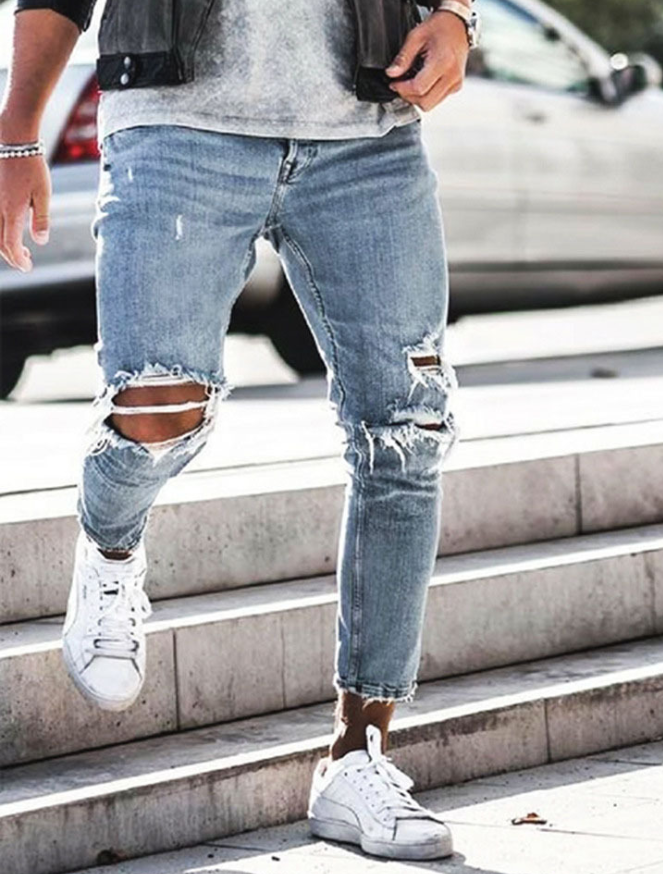 New Ripped Skinny Jeans mens Streetwear - Street Beats Clothing