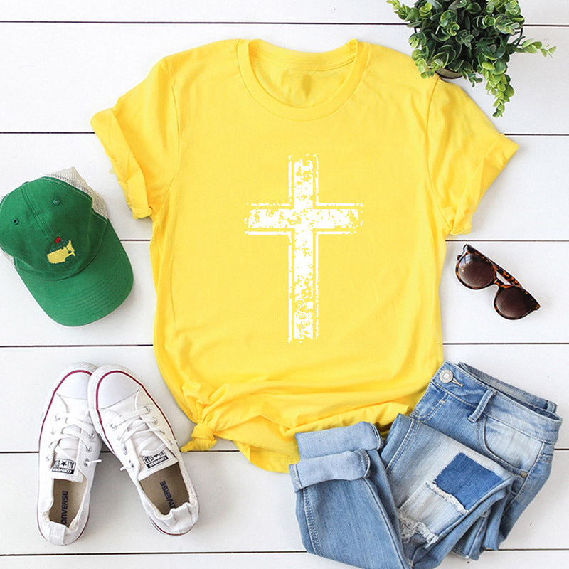 Cross Cotton Short Sleeve Women's T-Shirt - Street Beats Clothing