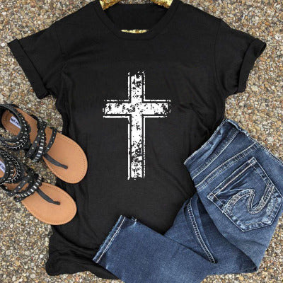 Cross Cotton Short Sleeve Women's T-Shirt - Street Beats Clothing