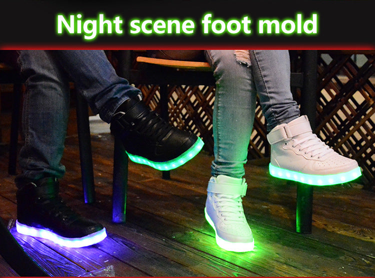 Colorful luminescent board shoes fluorescent sports shoes casual shoes high - Street Beats Clothing