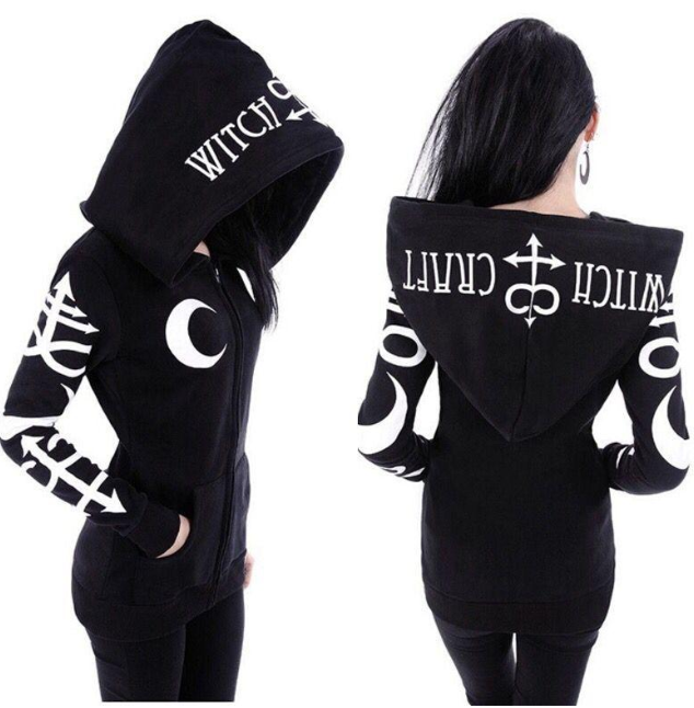 Explosive Punk Big Hat Moon Letter Print Long Sleeve Sweatshirt - Street Beats Clothing