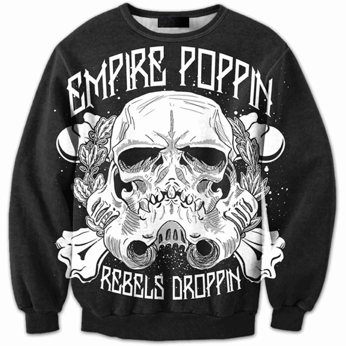 Dark Skull Long Sleeve Pullover Printed Hoodie