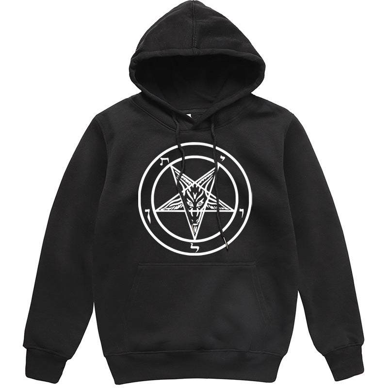 Pentagram Gothic Hidden Satan Men's Fashion Hoodie Sweater Wild Men's Hooded Pullover Fall Winter Fleece - Street Beats Clothing