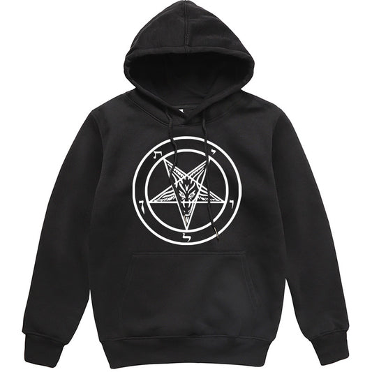 Pentagram Gothic Hidden Satan Men's Fashion Hoodie Sweater Wild Men's Hooded Pullover Fall Winter Fleece - Street Beats Clothing