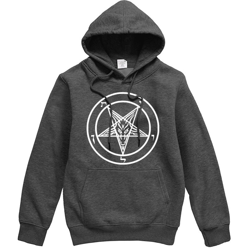 Pentagram Gothic Hidden Satan Men's Fashion Hoodie Sweater Wild Men's Hooded Pullover Fall Winter Fleece - Street Beats Clothing