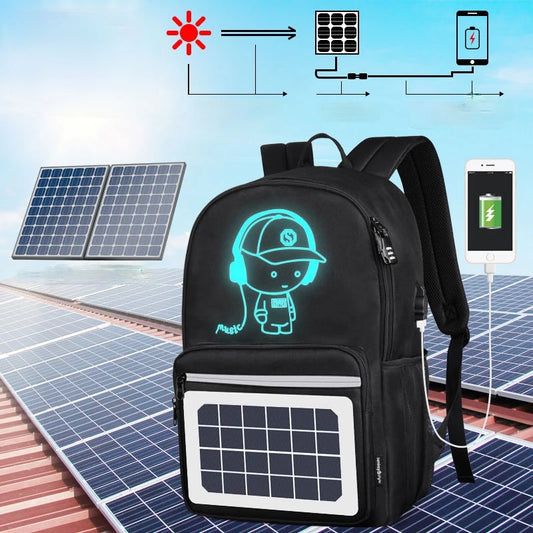 Fashion Backpack Solar Powered Charging Backpack Waterproof Oxford Large School Backpack for Teenagers Schoolbag Trend - Street Beats Clothing