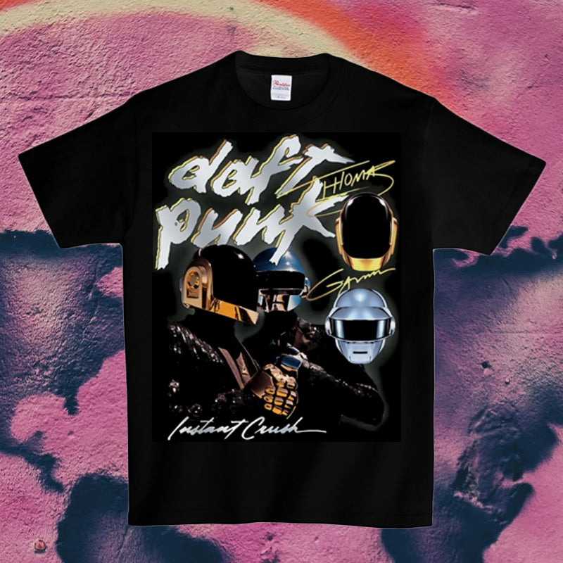 Daft Punk stupid punk helmet hip hop loose portrait Vintage Cotton Short Sleeve T-Shirt - Street Beats Clothing