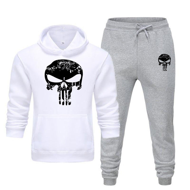 Pieces Sets Tracksuit Men Skull Brand Autumn Winter Hooded