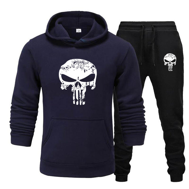 Pieces Sets Tracksuit Men Skull Brand Autumn Winter Hooded