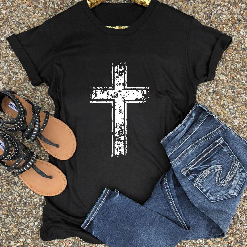 Cross Cotton Short Sleeve Women's T-Shirt - Street Beats Clothing