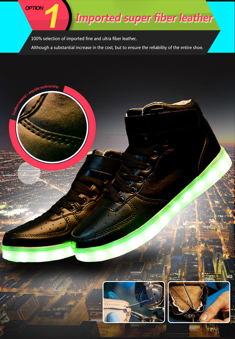 Colorful luminescent board shoes fluorescent sports shoes casual shoes high - Street Beats Clothing