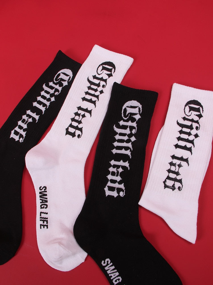 Hip Hop Gothic Skateboard Long Socks - Street Beats Clothing