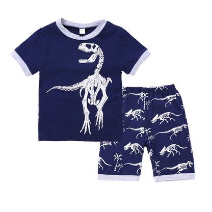 Boy Blue Dinosaur Short Sleeve T-Shirt Shorts Two-Piece Set - Street Beats Clothing