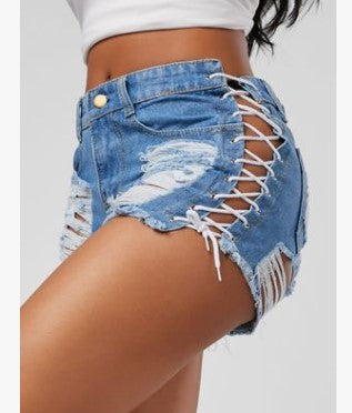 GOTHIC RIPPED MINI JEAN SHORTS - Street Beats Clothing