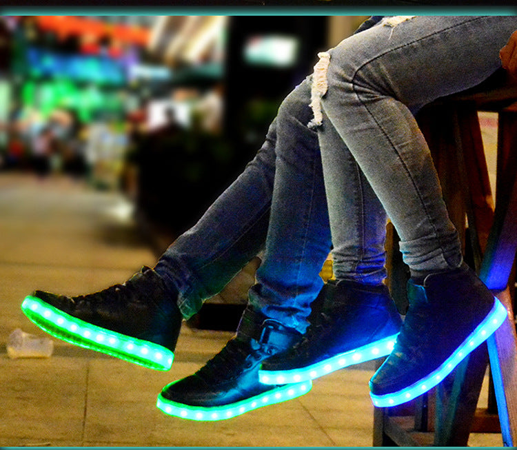 Colorful luminescent board shoes fluorescent sports shoes casual shoes high - Street Beats Clothing