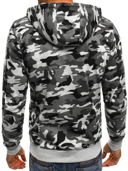 New hooded cardigan sweater large size fashion trend camouflage casual sports sweater jacket