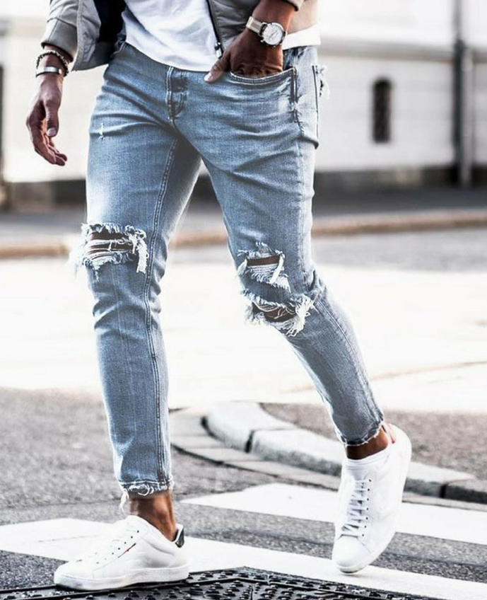 New Ripped Skinny Jeans mens Streetwear - Street Beats Clothing