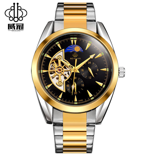 Wei Guan full automatic machinery, fashion moon alternate function watches, leisure men's waterproof automatic mechanical watches - Street Beats Clothing