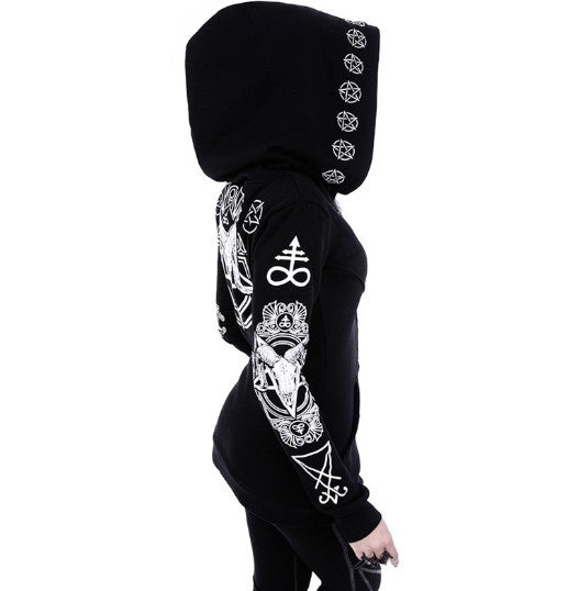 Gothic Punk Print Hoodies Sweatshirts Women Long Sleeve - Street Beats Clothing