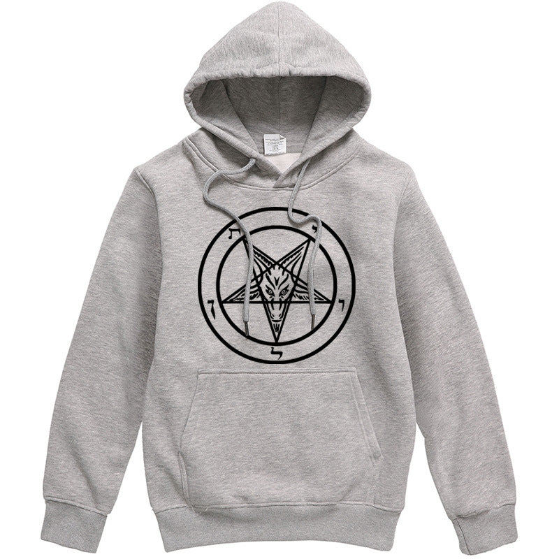 Pentagram Gothic Hidden Satan Men's Fashion Hoodie Sweater Wild Men's Hooded Pullover Fall Winter Fleece - Street Beats Clothing