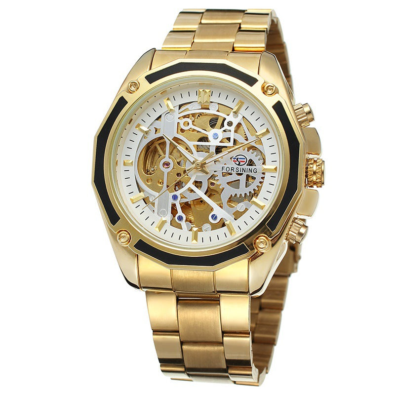 Foreign Trade Hot Steel Strip Hollowed Out Men's Automatic Mechanical Watches, Students Mechanical Watches Wholesale - Street Beats Clothing