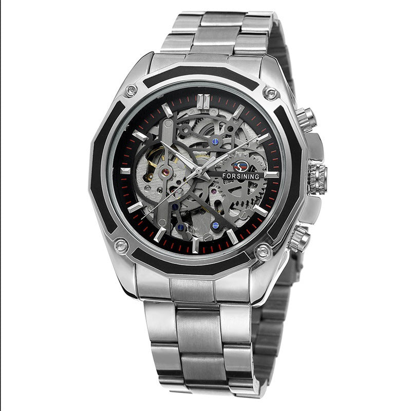 Foreign Trade Hot Steel Strip Hollowed Out Men's Automatic Mechanical Watches, Students Mechanical Watches Wholesale - Street Beats Clothing