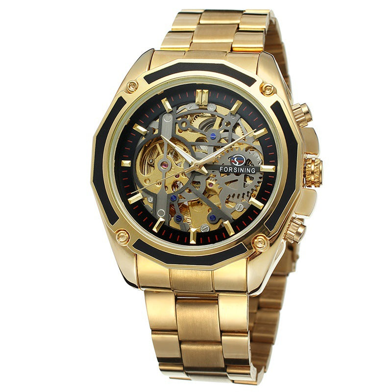 Foreign Trade Hot Steel Strip Hollowed Out Men's Automatic Mechanical Watches, Students Mechanical Watches Wholesale - Street Beats Clothing