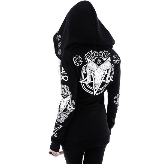 Gothic Punk Print Hoodies Sweatshirts Women Long Sleeve - Street Beats Clothing