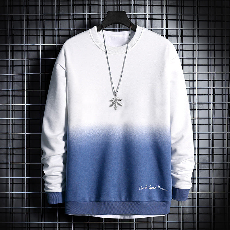 Gradient Color Round Neck Loose Pullover Jersey