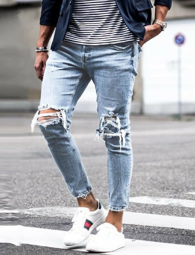 New Ripped Skinny Jeans mens Streetwear - Street Beats Clothing