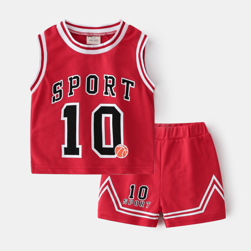 Children's Basketball Clothing Suits Baby Vest Suit Boys Sweatshirt Two-piece Summer Style Tide - Street Beats Clothing