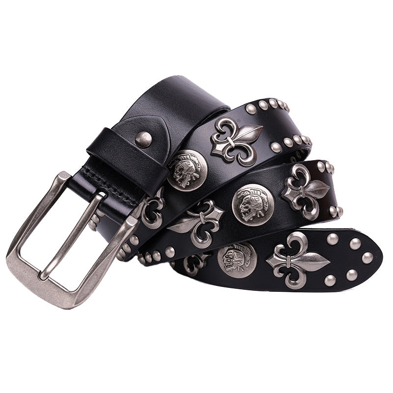 Studded Leather Men's First Layer Cowhide All-match - Street Beats Clothing