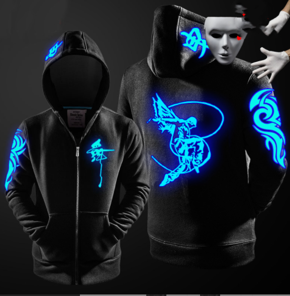 Fashion Ghost Dance Zipper Luminous Sweatshirt - Street Beats Clothing