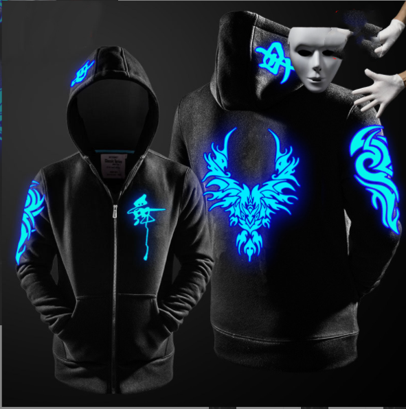 Fashion Ghost Dance Zipper Luminous Sweatshirt - Street Beats Clothing