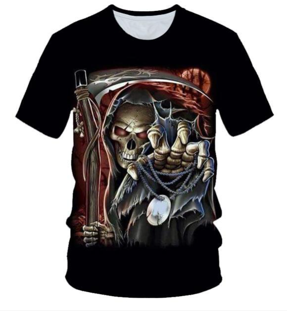 Skull Pattern Men's Motorcycle Punk T-shirt - Street Beats Clothing