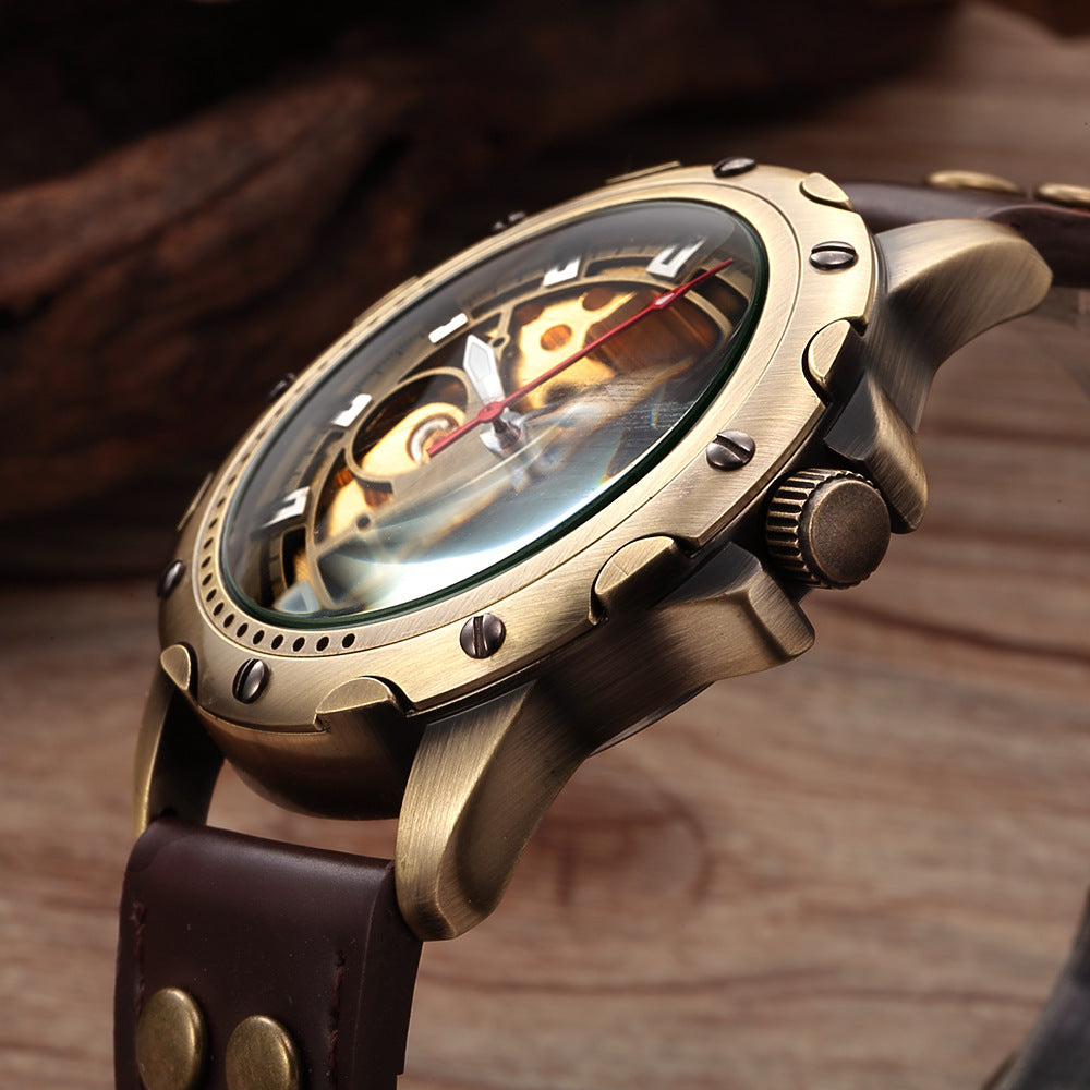 Mens Skeleton Steampunk Automatic Mechanical Watch - Street Beats Clothing