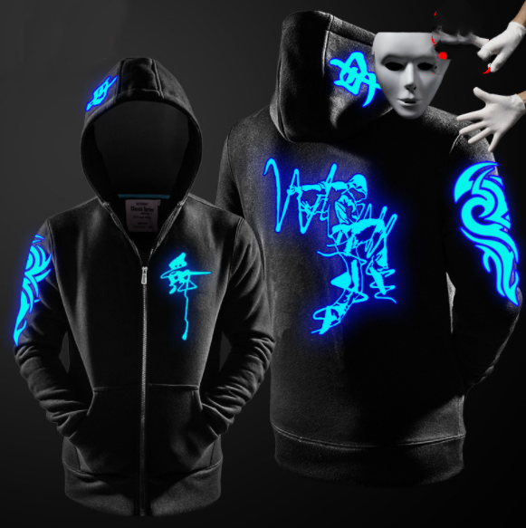 Fashion Ghost Dance Zipper Luminous Sweatshirt - Street Beats Clothing