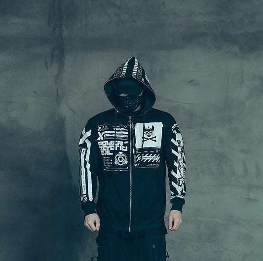 Punk Two-dimensional Sweater Hooded Tide Cool Ins Fried Street Coat Function - Street Beats Clothing