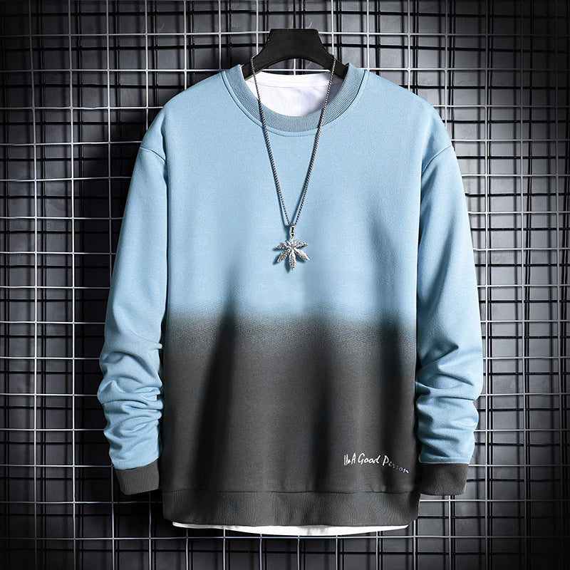 Gradient Color Round Neck Loose Pullover Jersey