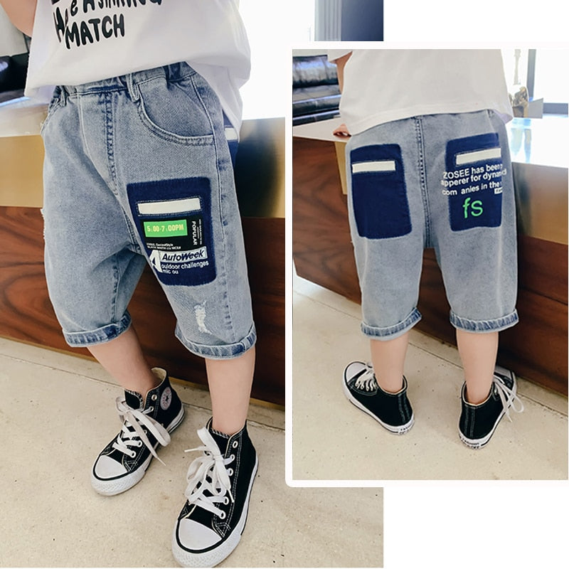 IENENS Shorts Denim Thin Short Trousers Children Short Jeans Kids Baby Stretch Boardshorts Boy Summer Shorts Staright Jeans